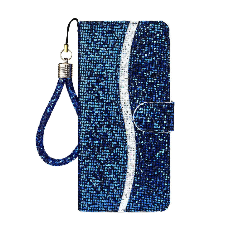 For Samsung Galaxy A73 Glitter Powder Leather Phone Case(Blue)