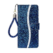 For Samsung Galaxy A73 Glitter Powder Leather Phone Case(Blue)