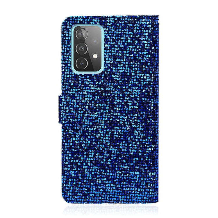 For Samsung Galaxy A73 Glitter Powder Leather Phone Case(Blue)