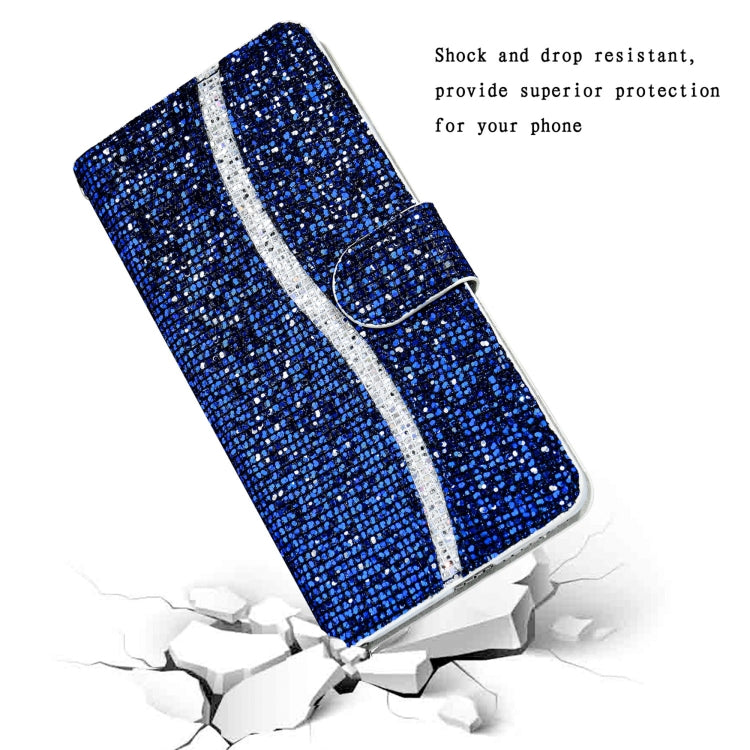 For Samsung Galaxy A73 Glitter Powder Leather Phone Case(Blue)