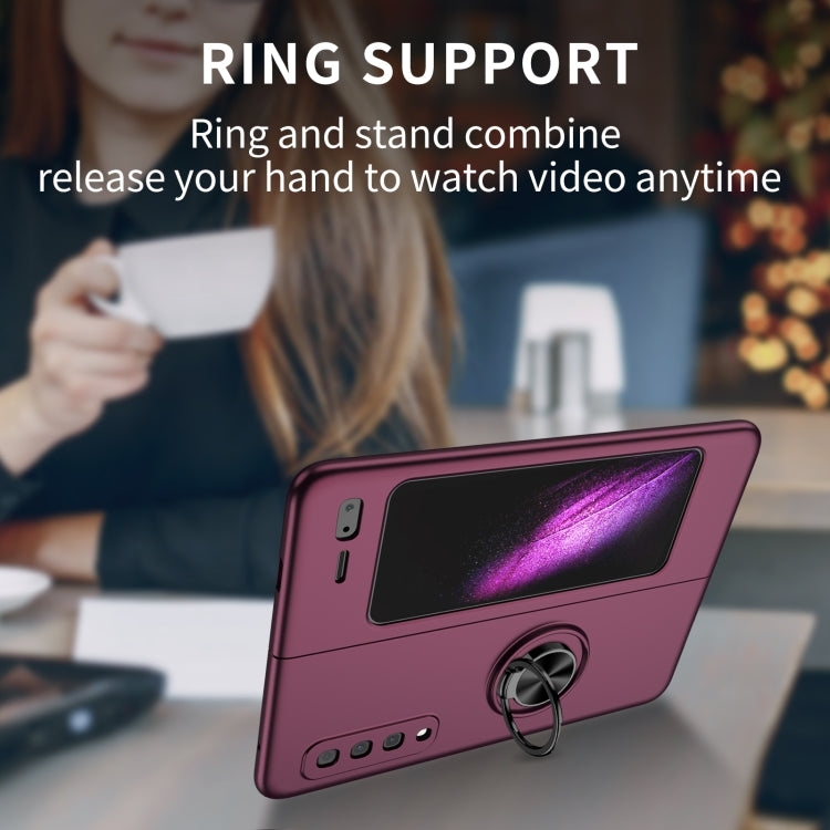 For Samsung Galaxy Fold Armor Ring Holder Phone Case(Wine Red)
