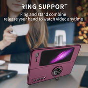 For Samsung Galaxy Fold Armor Ring Holder Phone Case(Wine Red)