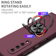 For Samsung Galaxy Fold Armor Ring Holder Phone Case(Wine Red)
