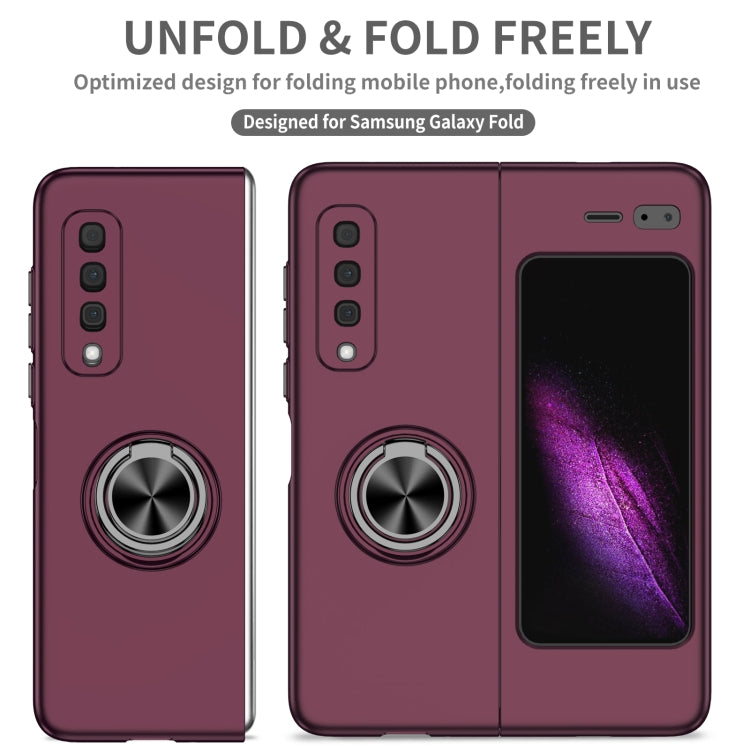 For Samsung Galaxy Fold Armor Ring Holder Phone Case(Wine Red)