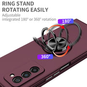 For Samsung Galaxy Z Fold2 5G Armor Ring Holder Phone Case(Wine Red)