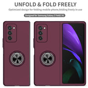 For Samsung Galaxy Z Fold2 5G Armor Ring Holder Phone Case(Wine Red)