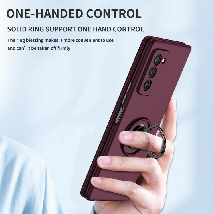 For Samsung Galaxy Z Fold2 5G Armor Ring Holder Phone Case(Wine Red)