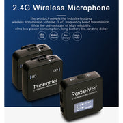 AY123 2.4G Wireless Lavalier Microphone with Digital Display(Black)