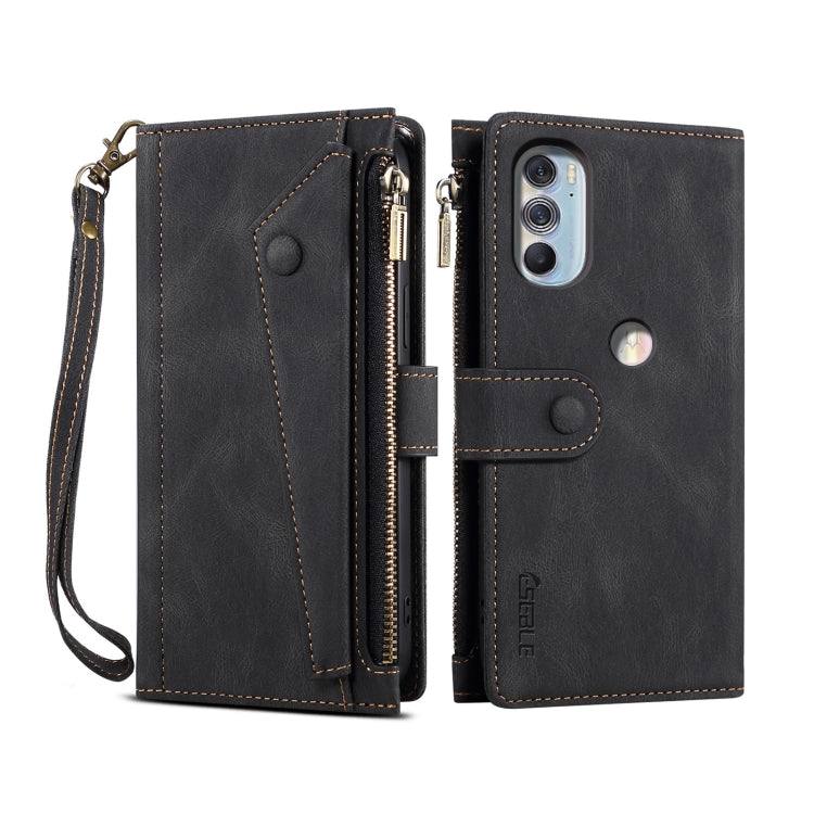 For Motorola Edge X30 Retro Frosted Leather Phone Case(Black)