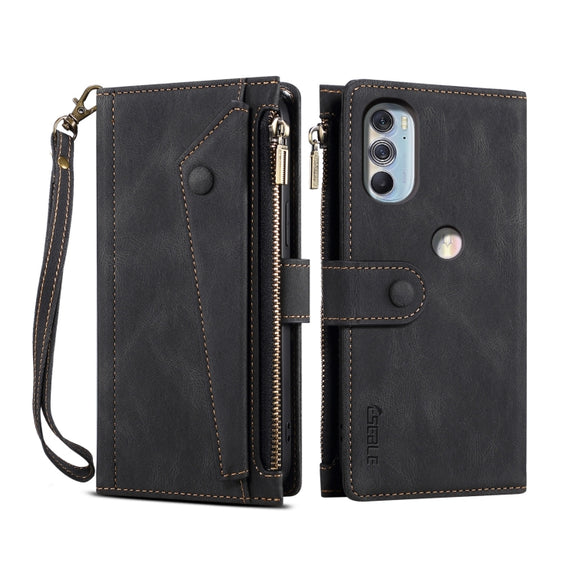 For Motorola Edge X30 Retro Frosted Leather Phone Case(Black)