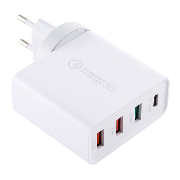 A3 PD 18W USB-C / Type-C + QC3.0 USB + Dual USB Interface Travel Charger