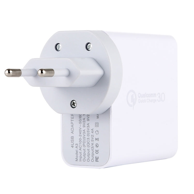 A3 PD 18W USB-C / Type-C + QC3.0 USB + Dual USB Interface Travel Charger