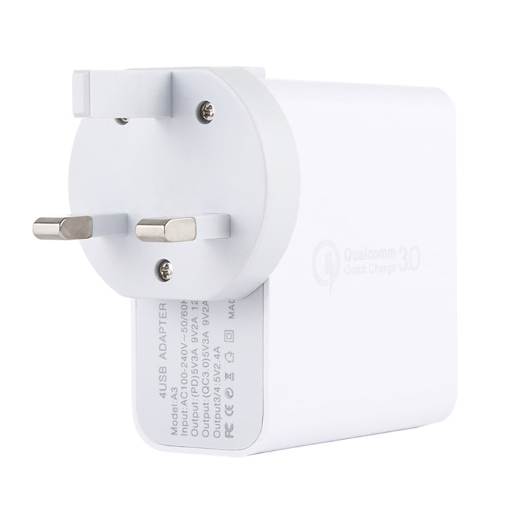 A3 PD 18W USB-C / Type-C + QC3.0 USB + Dual USB Interface Travel Charger