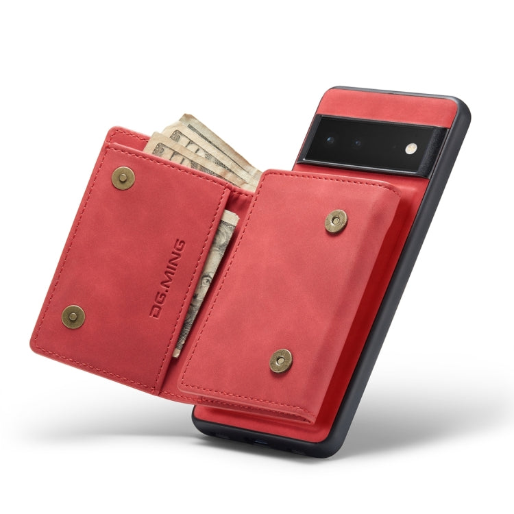 For Google Pixel 6 Pro DG.MING M1 Series 3-Fold Multi Card Wallet Back Cover Leather Phone Case(Red)