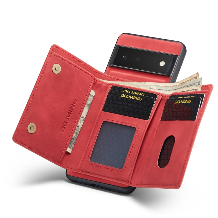 For Google Pixel 6 Pro DG.MING M1 Series 3-Fold Multi Card Wallet Back Cover Leather Phone Case(Red)