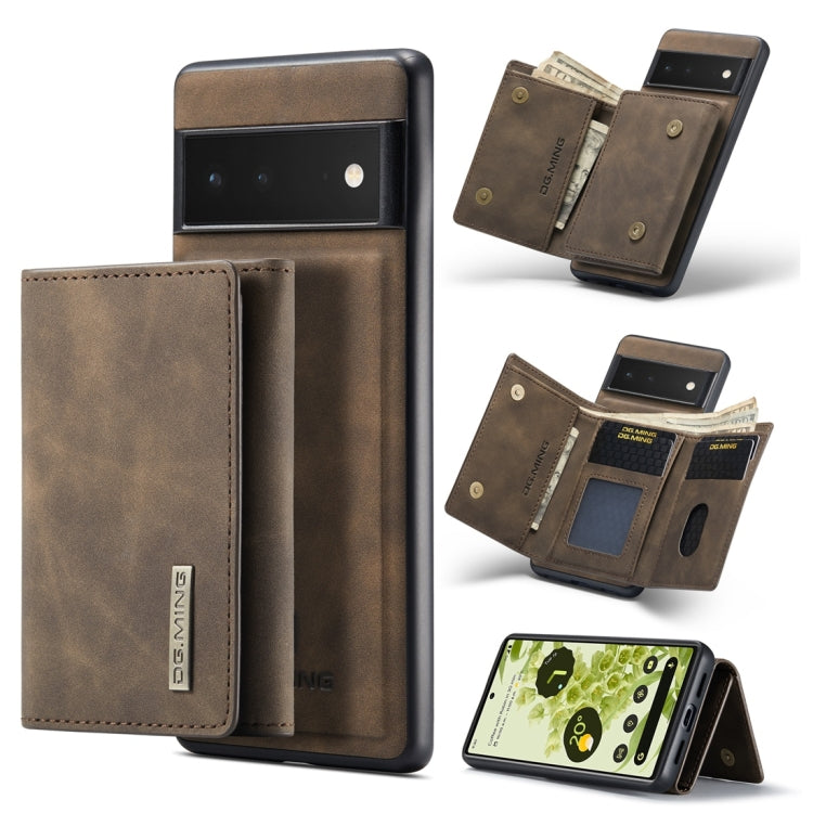 For Google Pixel 6 Pro DG.MING M1 Series 3-Fold Multi Card Wallet Back Cover Leather Phone Case(Coffee)