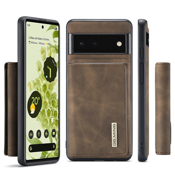 For Google Pixel 6 Pro DG.MING M1 Series 3-Fold Multi Card Wallet Back Cover Leather Phone Case(Coffee)