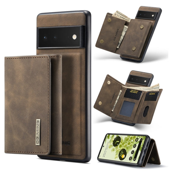For Google Pixel 6 Pro DG.MING M1 Series 3-Fold Multi Card Wallet Back Cover Leather Phone Case(Coffee)
