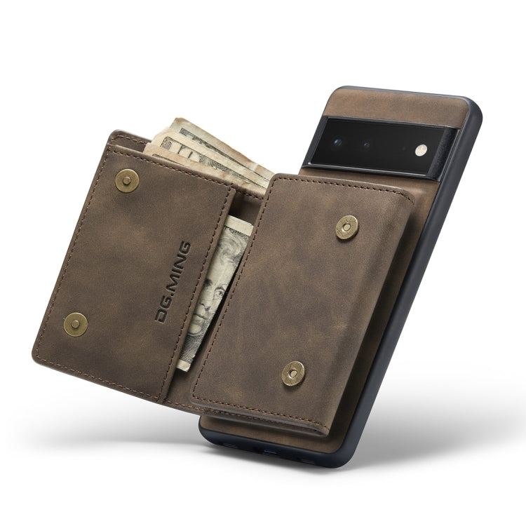 For Google Pixel 6 Pro DG.MING M1 Series 3-Fold Multi Card Wallet Back Cover Leather Phone Case(Coffee)
