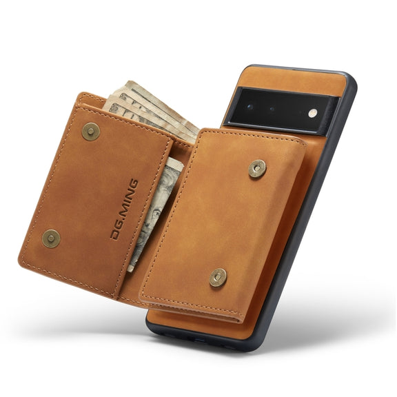 For Google Pixel 6 Pro DG.MING M1 Series 3-Fold Multi Card Wallet Back Cover Leather Phone Case(Brown)