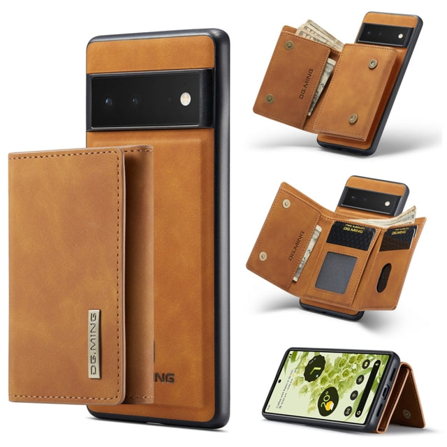 For Google Pixel 6 Pro DG.MING M1 Series 3-Fold Multi Card Wallet Back Cover Leather Phone Case(Brown)