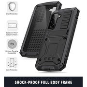 For Samsung Galaxy S22 5G R-JUST Metal + Silicone Holder Phone Case(Black)