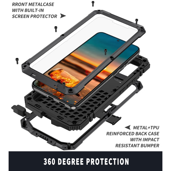 For Samsung Galaxy S22 5G R-JUST Metal + Silicone Holder Phone Case(Black)