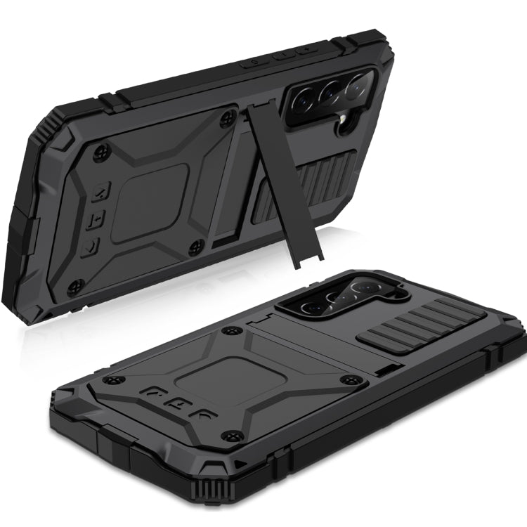For Samsung Galaxy S22 5G R-JUST Metal + Silicone Holder Phone Case(Black)