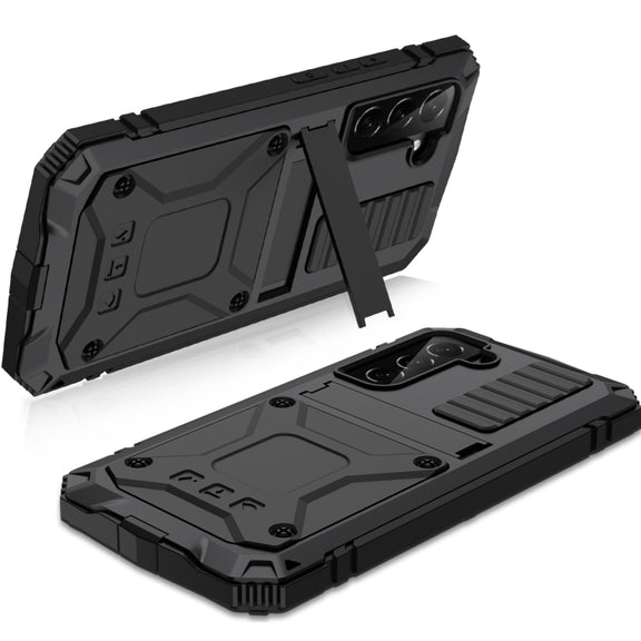 For Samsung Galaxy S22 5G R-JUST Metal + Silicone Holder Phone Case(Black)