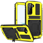 For Samsung Galaxy S22 5G R-JUST Metal + Silicone Holder Phone Case(Yellow)