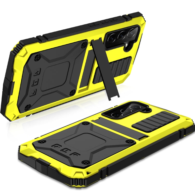For Samsung Galaxy S22 5G R-JUST Metal + Silicone Holder Phone Case(Yellow)