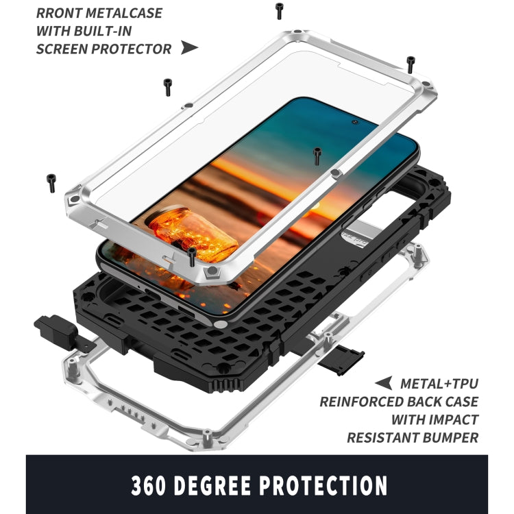 For Samsung Galaxy S22 5G R-JUST Metal + Silicone Holder Phone Case(Silver)