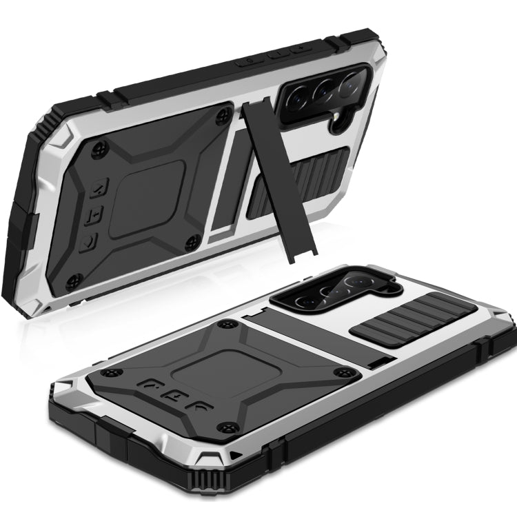 For Samsung Galaxy S22 5G R-JUST Metal + Silicone Holder Phone Case(Silver)