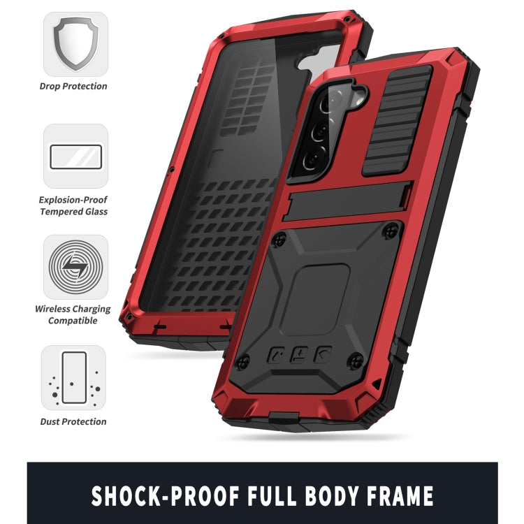 For Samsung Galaxy S22+ 5G R-JUST Metal + Silicone Holder Phone Case(Red)