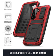 For Samsung Galaxy S22+ 5G R-JUST Metal + Silicone Holder Phone Case(Red)