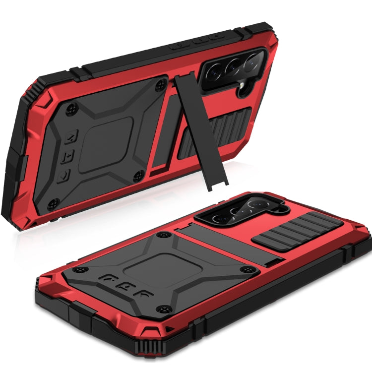 For Samsung Galaxy S22+ 5G R-JUST Metal + Silicone Holder Phone Case(Red)