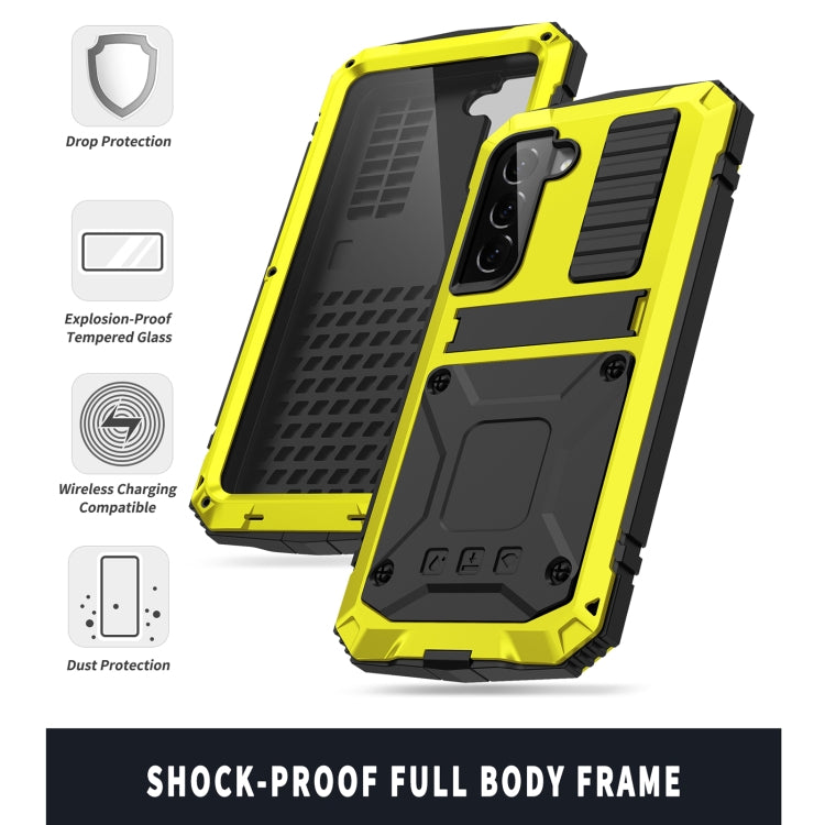 For Samsung Galaxy S22+ 5G R-JUST Metal + Silicone Holder Phone Case(Yellow)