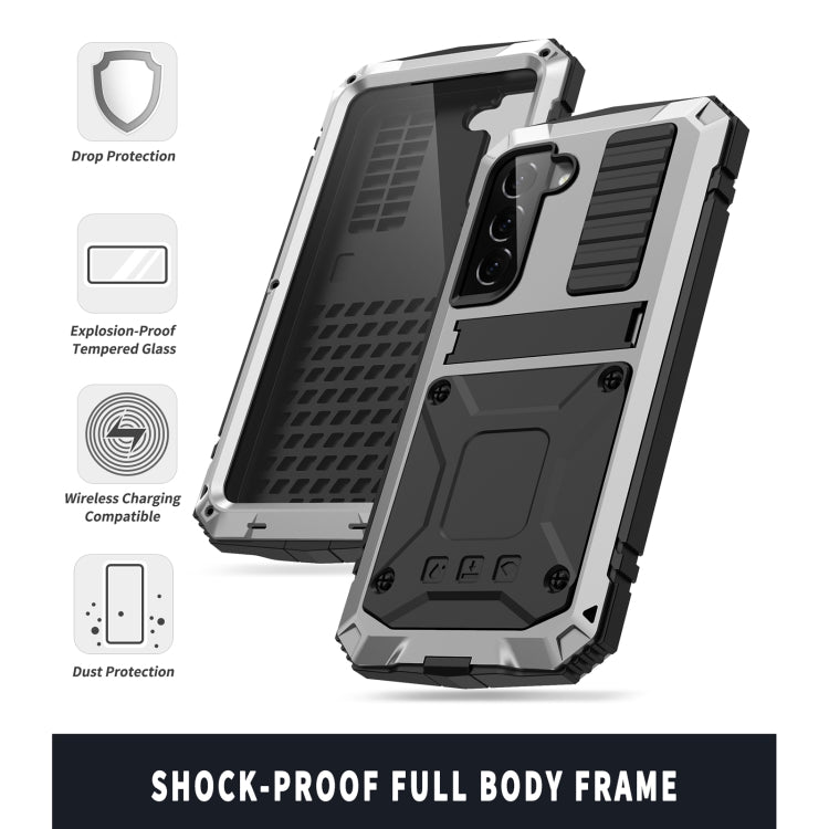 For Samsung Galaxy S22+ 5G R-JUST Metal + Silicone Holder Phone Case(Silver)