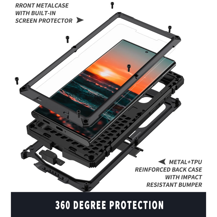 For Samsung Galaxy S22 Ultra 5G R-JUST Metal + Silicone Holder Phone Case(Black)