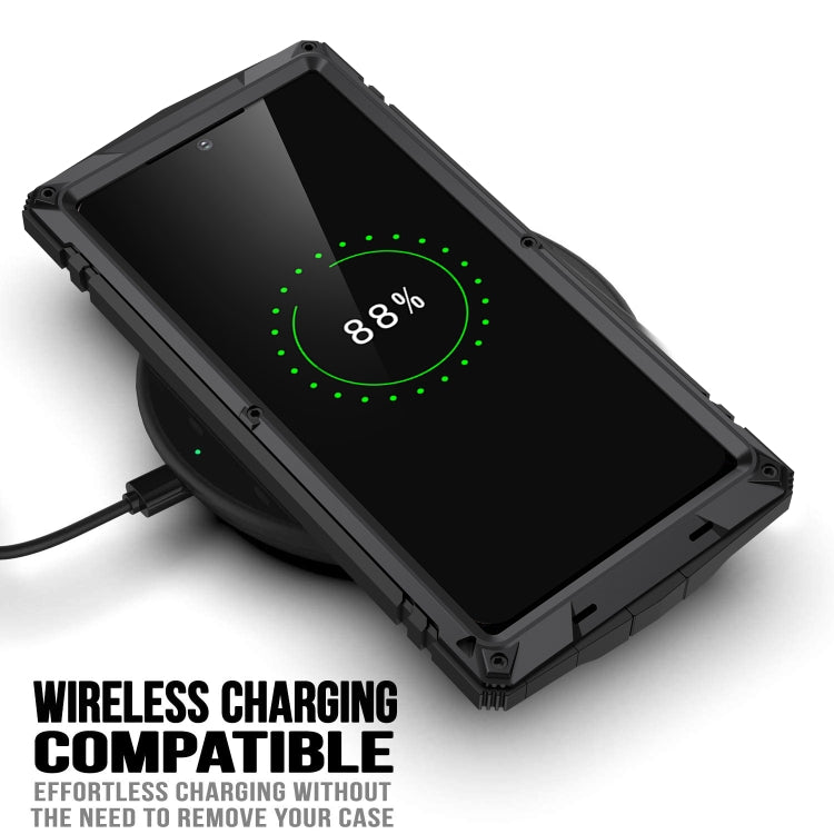 For Samsung Galaxy S22 Ultra 5G R-JUST Metal + Silicone Holder Phone Case(Black)