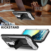 For Samsung Galaxy S22 5G R-JUST Sliding Camera Metal + Silicone Holder Phone Case(Silver)