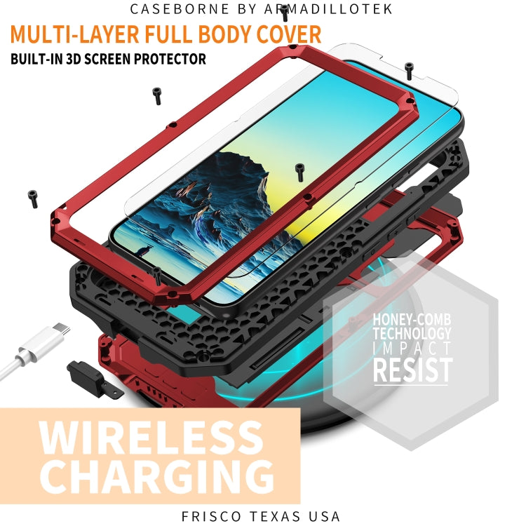 For Samsung Galaxy S22+ 5G R-JUST Sliding Camera Metal + Silicone Holder Phone Case(Red)