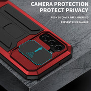 For Samsung Galaxy S22+ 5G R-JUST Sliding Camera Metal + Silicone Holder Phone Case(Red)