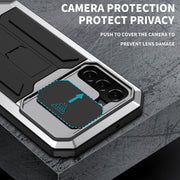For Samsung Galaxy S22+ 5G R-JUST Sliding Camera Metal + Silicone Holder Phone Case(Silver)