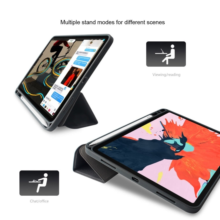 For iPad Mini 5 / 4 Mutural Exquisite Series Cloth Texture PU+TPU Leather Case with 3-Fold Holder & Pen Slot & Sleep & Wake-up Function(Green)