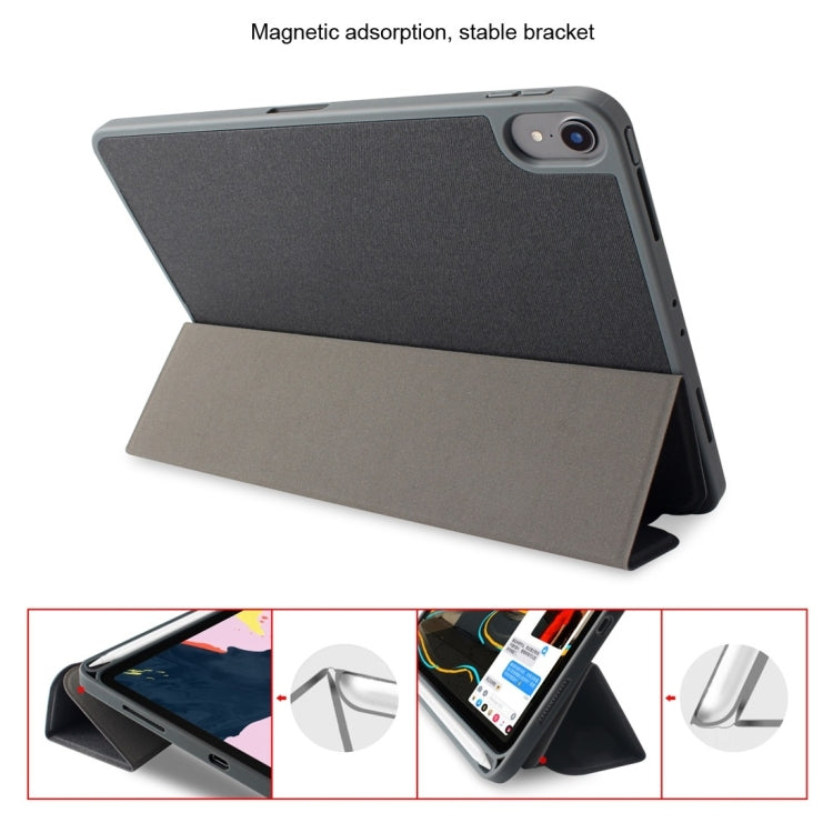 For  iPad 9.7 Mutural Exquisite Series Cloth Texture PU+TPU Leather Case with 3-Fold Holder & Pen Slot & Sleep & Wake-up Function(Green)