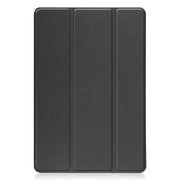 For TCL Tab 10s Three-folding Holder Custer Texture Leather Tablet Case(Black)