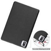 For TCL Tab 10s Three-folding Holder Custer Texture Leather Tablet Case(Black)