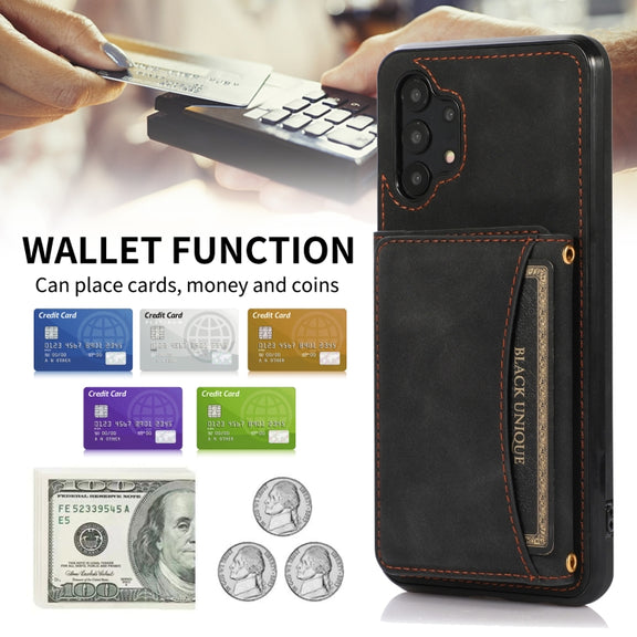 For Samsung Galaxy A32 4G Three-fold Leather Phone Case with Card Slot & Wallet & Holder(Black)
