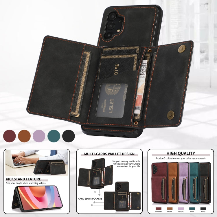 For Samsung Galaxy A32 4G Three-fold Leather Phone Case with Card Slot & Wallet & Holder(Black)